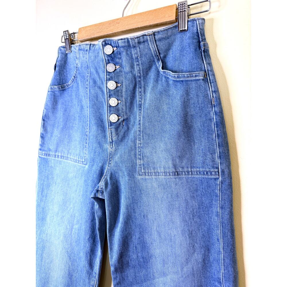 Veronica Beard Crosbie High Rise Cropped Wide Leg Jeans Women's Size 27 Zephyr - Picture 5 of 9